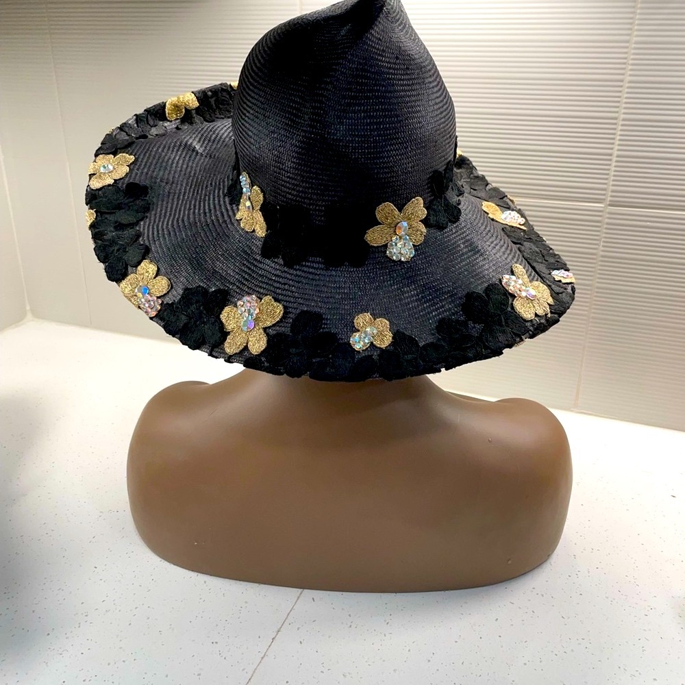 Elegant Black Floral Women's Hat - Picture 8 of 9